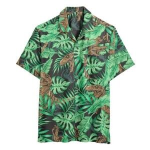 Jurassic Park Men's Hawaiian Shirt All Over Print Rayon  Size L  NWT  Aloha